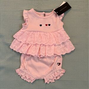 Tommy Hilfiger Pink Ruffled Baby Outfit